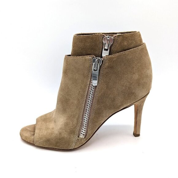 Via Spiga Vanetta Antelope Suede Leather Dual Zip Booties Peep Toe Size 6 (36) - Picture 1 of 9